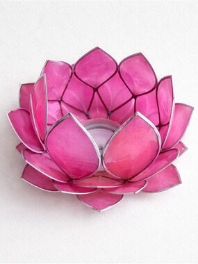 Stylish Pink Lotus Tealight Candle Holder